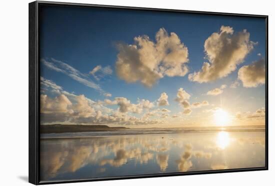 Cloud Reflections at Constantine Bay at Sunset, Cornwall, England, United Kingdom, Europe-Matthew-Framed Photographic Print