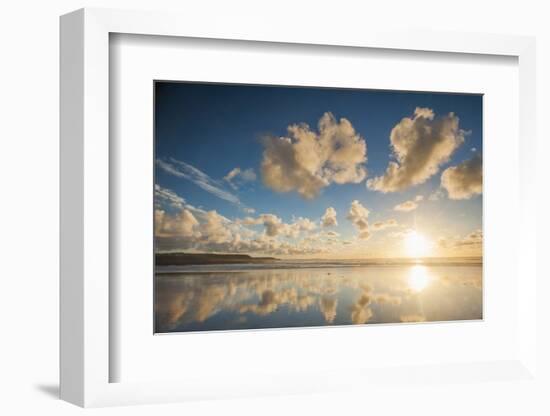 Cloud Reflections at Constantine Bay at Sunset, Cornwall, England, United Kingdom, Europe-Matthew-Framed Photographic Print