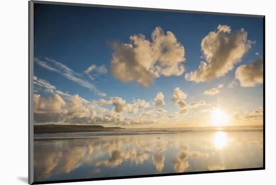 Cloud Reflections at Constantine Bay at Sunset, Cornwall, England, United Kingdom, Europe-Matthew-Mounted Photographic Print