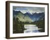 Cloud-Shrouded Mt. Cook Reflected in Lake Matheson, Near Town of Fox Glacier, South Island-Dennis Flaherty-Framed Photographic Print