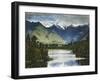 Cloud-Shrouded Mt. Cook Reflected in Lake Matheson, Near Town of Fox Glacier, South Island-Dennis Flaherty-Framed Photographic Print