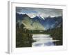 Cloud-Shrouded Mt. Cook Reflected in Lake Matheson, Near Town of Fox Glacier, South Island-Dennis Flaherty-Framed Photographic Print