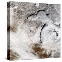 Cloud Streets over Lake Superior and Lake Michigan-Stocktrek Images-Stretched Canvas