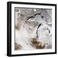 Cloud Streets over Lake Superior and Lake Michigan-Stocktrek Images-Framed Photographic Print