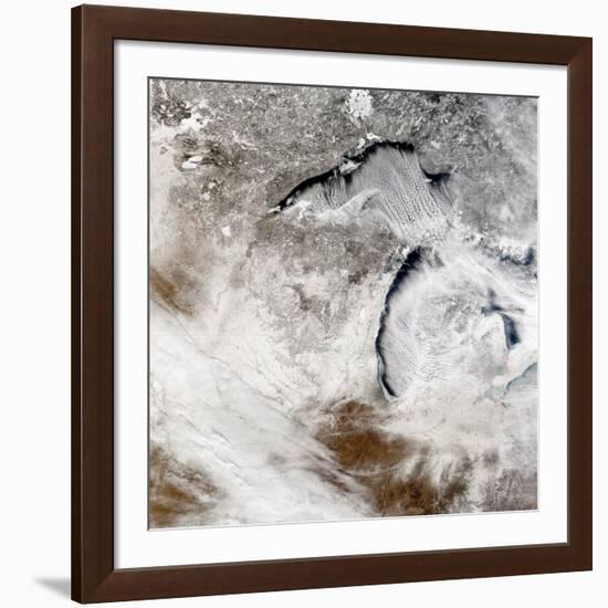 Cloud Streets over Lake Superior and Lake Michigan-Stocktrek Images-Framed Photographic Print