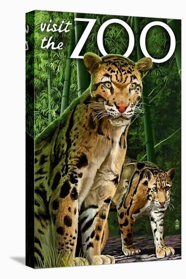 Clouded Leopard - Visit the Zoo-Lantern Press-Stretched Canvas