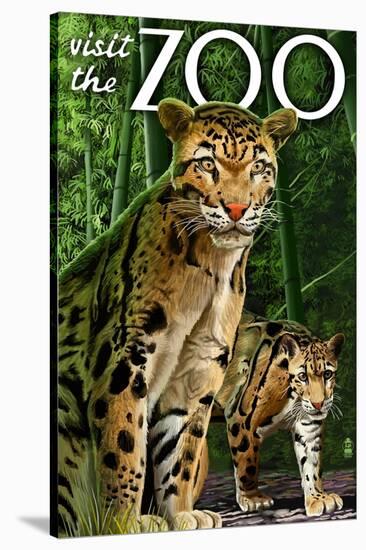 Clouded Leopard - Visit the Zoo-Lantern Press-Stretched Canvas