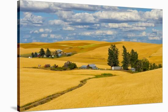 Clouds above farm house on wheat field, Palouse, eastern Washington State, USA-Keren Su-Stretched Canvas