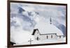 Clouds Above the Mountain Huts and Church Covered with Snow, Bettmeralp, District of Raron-Roberto Moiola-Framed Premium Photographic Print