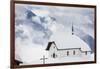 Clouds Above the Mountain Huts and Church Covered with Snow, Bettmeralp, District of Raron-Roberto Moiola-Framed Photographic Print