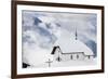 Clouds Above the Mountain Huts and Church Covered with Snow, Bettmeralp, District of Raron-Roberto Moiola-Framed Photographic Print