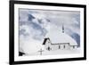 Clouds Above the Mountain Huts and Church Covered with Snow, Bettmeralp, District of Raron-Roberto Moiola-Framed Photographic Print