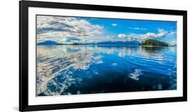 Clouds and sky reflected in the calm waters of the Inside Passage, Southeast Alaska, USA-Mark A Johnson-Framed Photographic Print