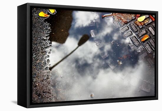 Clouds and Street Lamp Reflection-null-Framed Stretched Canvas