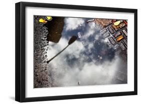Clouds and Street Lamp Reflection-null-Framed Photo