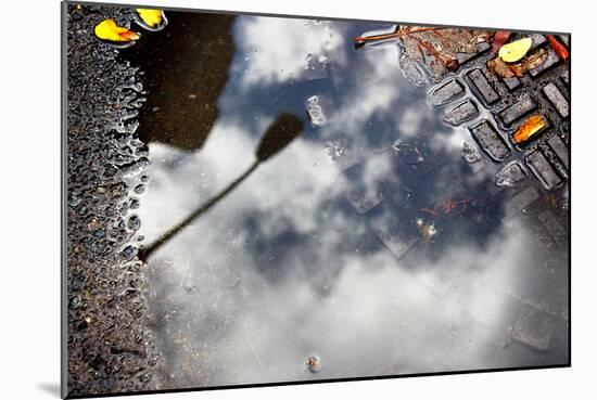 Clouds and Street Lamp Reflection-null-Mounted Photo