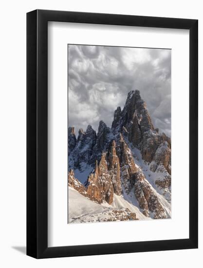 Clouds at sunset over the majestic rocks of Monte Paterno (Paternkofel), Sesto Dolomites-Roberto Moiola-Framed Photographic Print