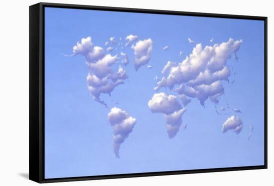 Clouds Forming the Shape of Earth's Continents-null-Framed Stretched Canvas