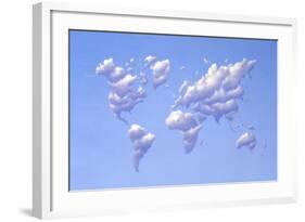 Clouds Forming the Shape of Earth's Continents-null-Framed Art Print