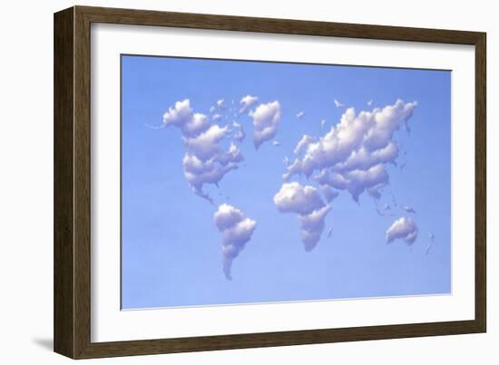 Clouds Forming the Shape of Earth's Continents-null-Framed Art Print