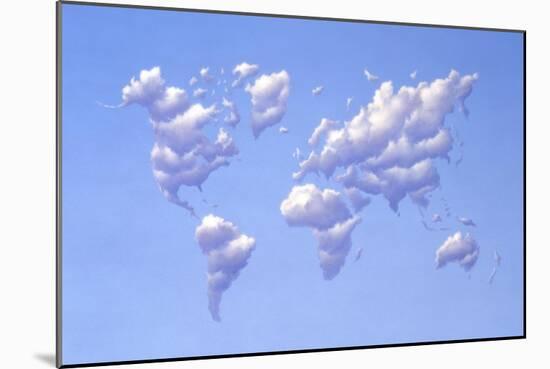 Clouds Forming the Shape of Earth's Continents-null-Mounted Art Print