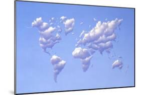 Clouds Forming the Shape of Earth's Continents-null-Mounted Art Print