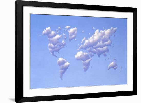 Clouds Forming the Shape of Earth's Continents-null-Framed Art Print