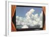 Clouds Framed by Curtains-Found Image Press-Framed Photographic Print