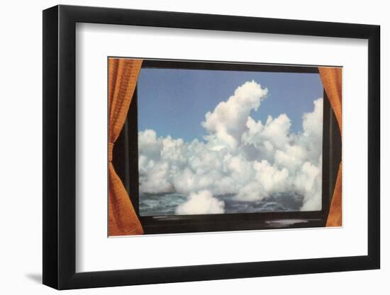 Clouds Framed by Curtains-Found Image Press-Framed Photographic Print