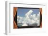 Clouds Framed by Curtains-Found Image Press-Framed Photographic Print