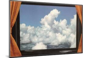 Clouds Framed by Curtains-Found Image Press-Mounted Photographic Print