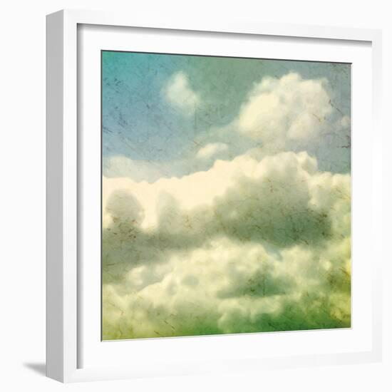 Clouds. Grungy Vector Illustration. Texture-Vik Y-Framed Art Print