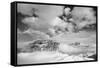Clouds hang between the mountains of the Dolomites-Jean Schwarz-Framed Stretched Canvas