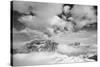 Clouds hang between the mountains of the Dolomites-Jean Schwarz-Stretched Canvas