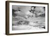 Clouds hang between the mountains of the Dolomites-Jean Schwarz-Framed Photographic Print