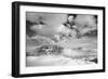 Clouds hang between the mountains of the Dolomites-Jean Schwarz-Framed Photographic Print