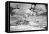 Clouds hang between the mountains of the Dolomites-Jean Schwarz-Framed Stretched Canvas