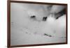 Clouds hang between the mountains of the Dolomites-Jean Schwarz-Framed Photographic Print