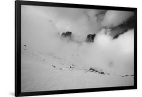 Clouds hang between the mountains of the Dolomites-Jean Schwarz-Framed Photographic Print