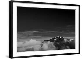 Clouds hang between the mountains of the Dolomites-Jean Schwarz-Framed Photographic Print