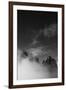 Clouds hang between the mountains of the Dolomites-Jean Schwarz-Framed Photographic Print