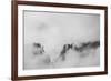 Clouds hang between the mountains of the Dolomites-Jean Schwarz-Framed Photographic Print