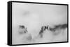 Clouds hang between the mountains of the Dolomites-Jean Schwarz-Framed Stretched Canvas