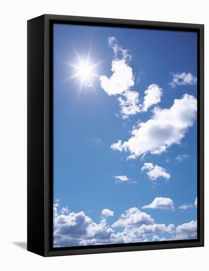 Clouds in Blue Sky, Lens Flare-null-Framed Stretched Canvas