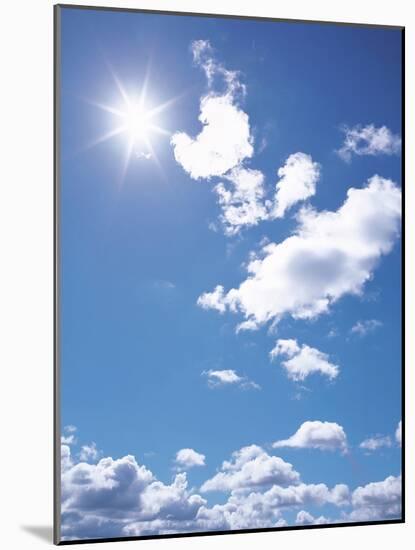 Clouds in Blue Sky, Lens Flare-null-Mounted Photographic Print