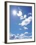 Clouds in Blue Sky, Lens Flare-null-Framed Photographic Print