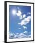 Clouds in Blue Sky, Lens Flare-null-Framed Photographic Print