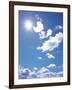 Clouds in Blue Sky, Lens Flare-null-Framed Photographic Print