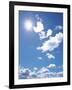 Clouds in Blue Sky, Lens Flare-null-Framed Photographic Print