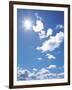 Clouds in Blue Sky, Lens Flare-null-Framed Photographic Print